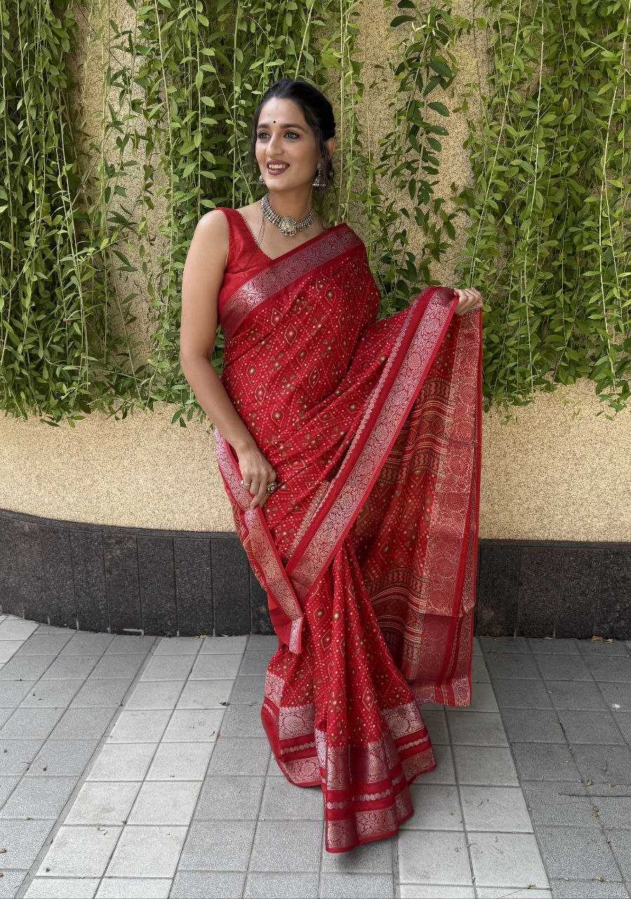 YNF DOLA SILK KESH117 RWC69 SAREES WHOLESALE RED ZARI BORDER SILK SAREES MANUFACTURER - Deevit International