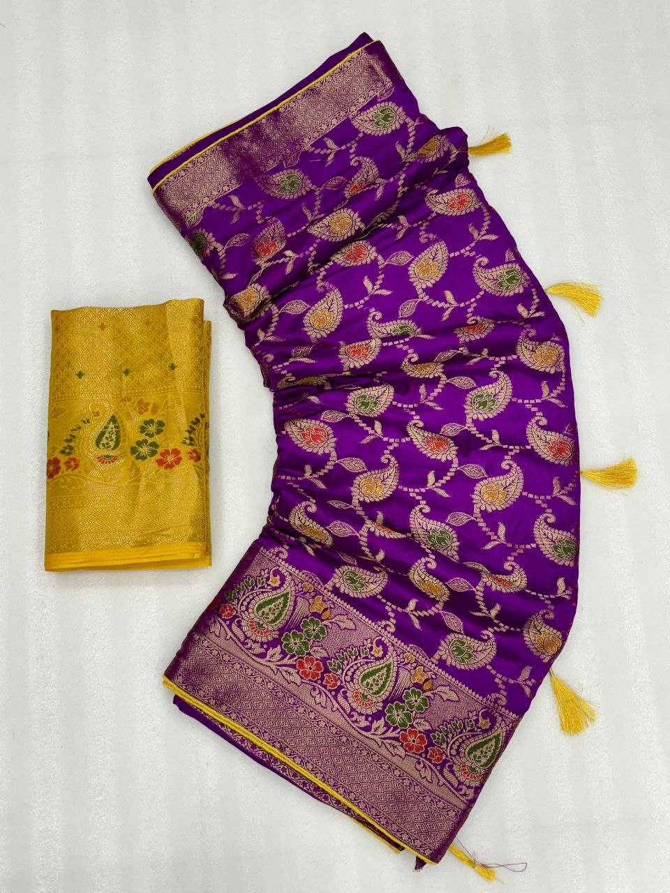 YNF DOLA SILK KESH213 RIN07 SAREES WHOLESALE DOLA SILK ZARI BORDER SILK PURPLE WEDDING OUTFITS SAREES MANUFACTURER - Deevit International