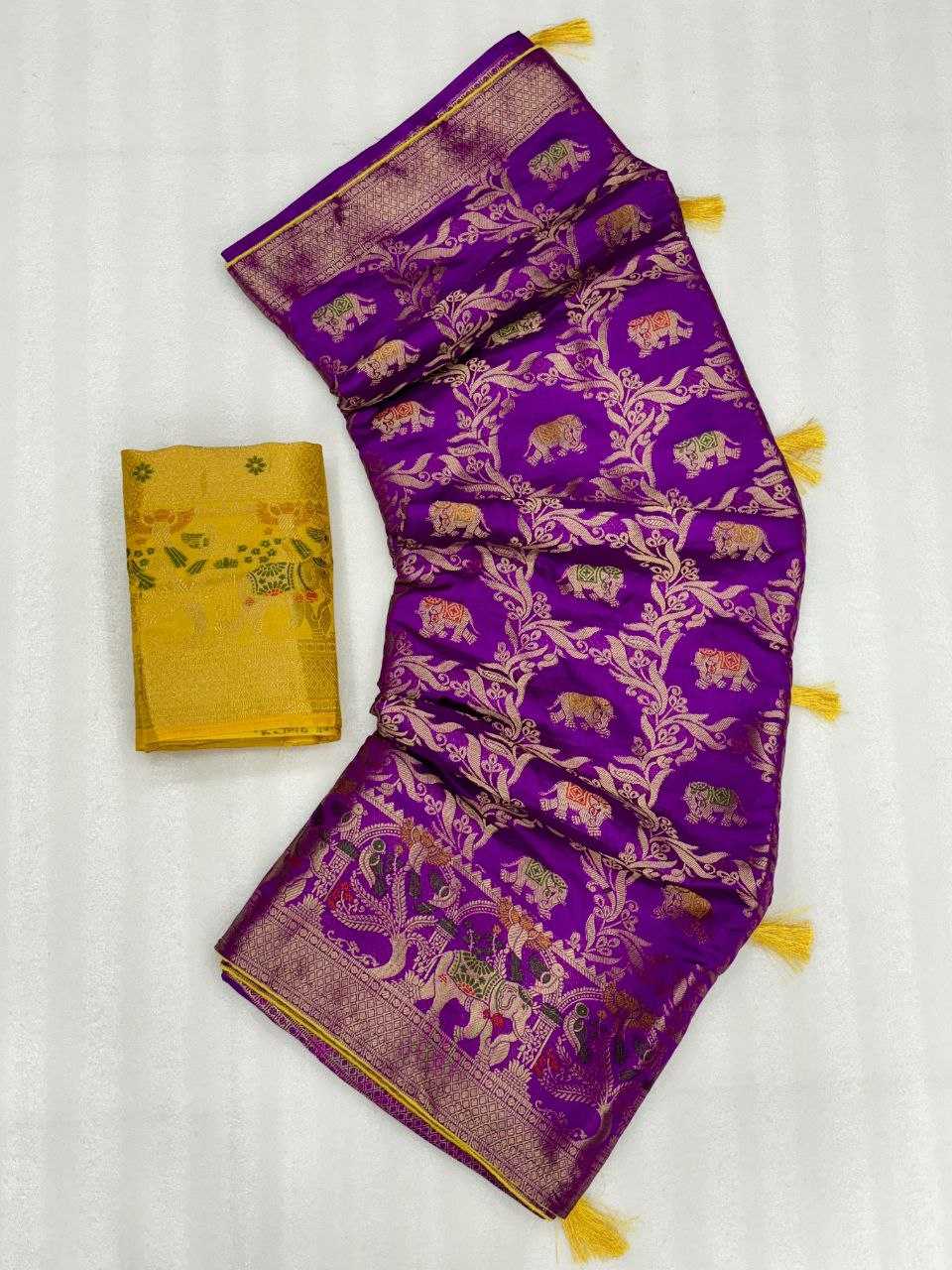 YNF DOLA SILK KESH213 RIN08 SILK SAREES WHOLESALE DOLA SILK ZARI BORDER SILK PURPLE WEDDING OUTFITS SAREES MANUFACTURER - Deevit International