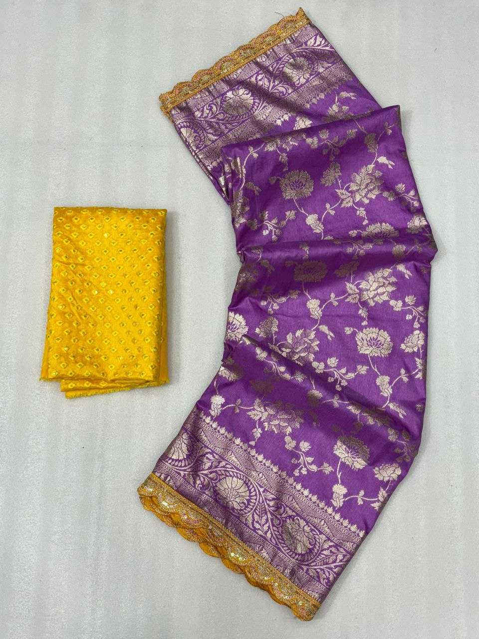 YNF DOLA SILK KESH213 RIN14 SAREES WHOLESALE DOLA SILK PURE ZARI SILK PURPLE SAREES MANUFACTURER - Deevit International