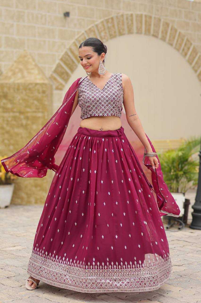 YNF FAUX GEOREGTTE RIN131 STELLA LEHENGAS WHOLESALE EMBROIDERED WEDDING GEORGETTE SEQUINS LEHENGAS MANUFACTURER - Deevit International