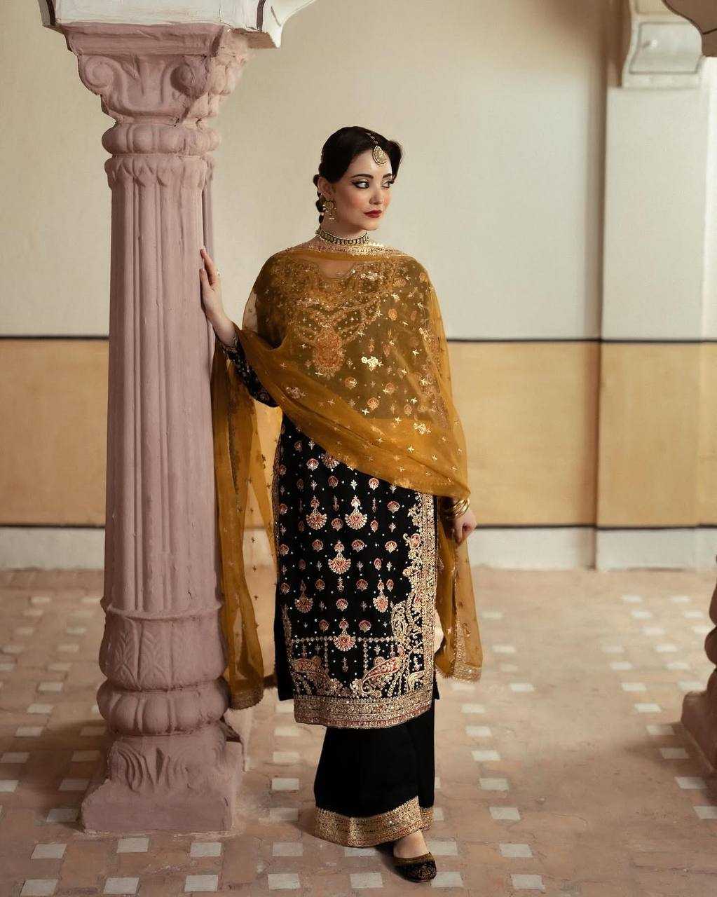 YNF FAUX GEORGETTE KESH159 1315 SUITS & DRESSES WHOLESALE PAKISTANI EMBROIDERY GEORGETTE BLACK SUITS MANUFACTURE - Deevit International