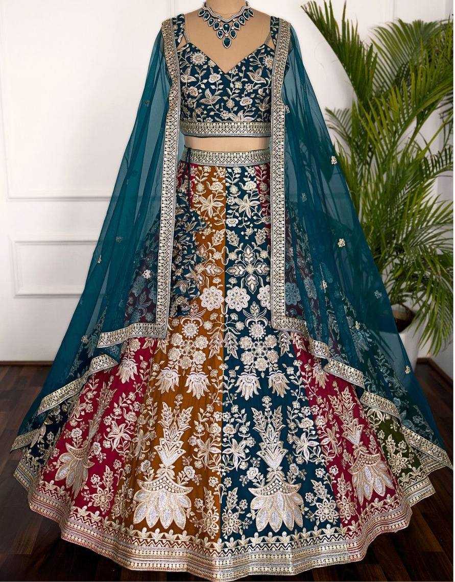 YNF FAUX GEORGETTE RIN114 5053 LEHENGAS WHOLESALE GEORGETTE DESIGNER WEDDING EMBROIDERED SEQUINS LEHENGAS MANUFACTURER - Deevit International