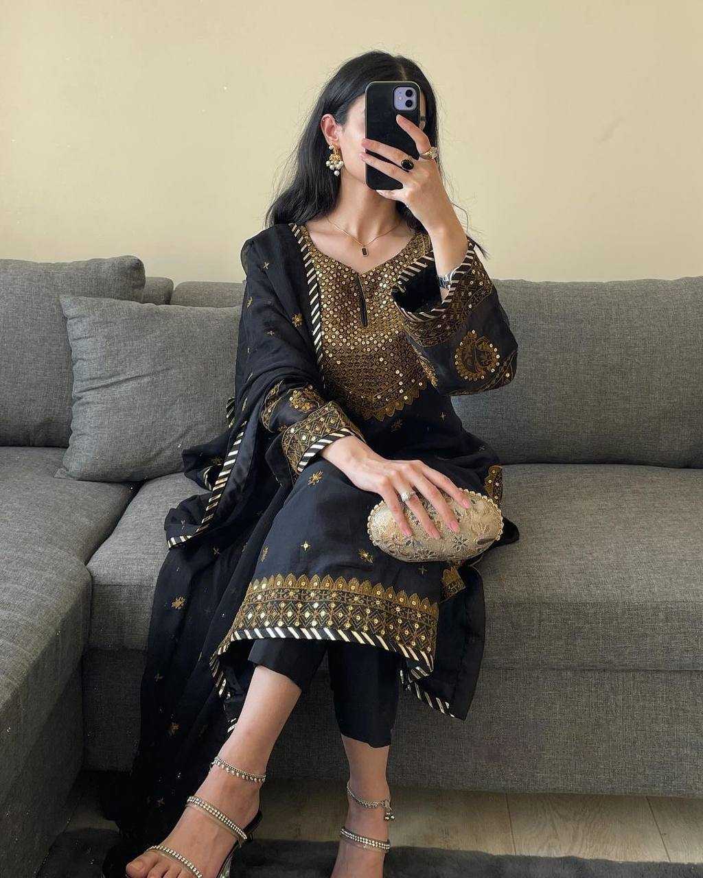 YNF FAUX GEORGETTE RIN169 5786 SUITS & DRESSES WHOLESALE PAKISTANI BLACK SALWAR GEORGETTE EID COLLECTIONS SUITS MANUFACTURE - Deevit International