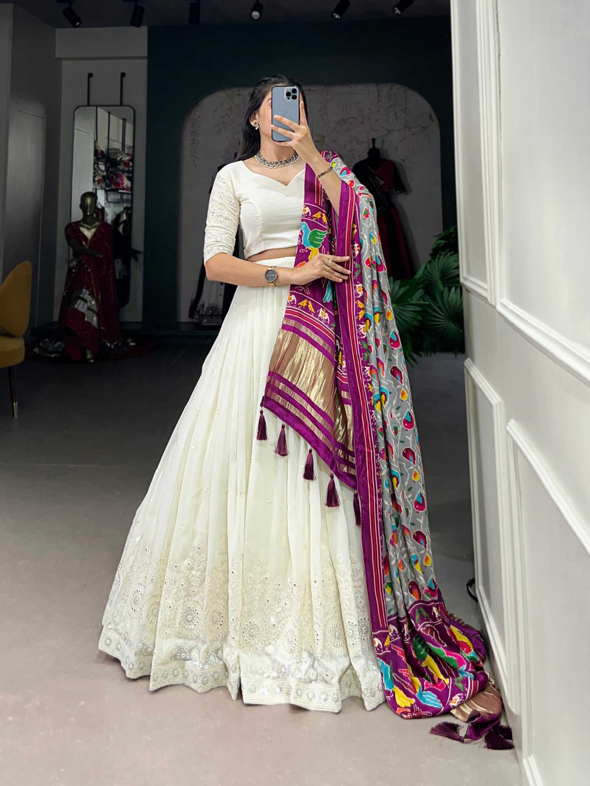 YNF GEORGETTE KESH134 1501 LEHENGAS WHOLESALE GEORGETTE WEDDING WHITE LEHENGA WITH DUPTTA WEDDING LEHENGAS MANUFACTURER - Deevit International