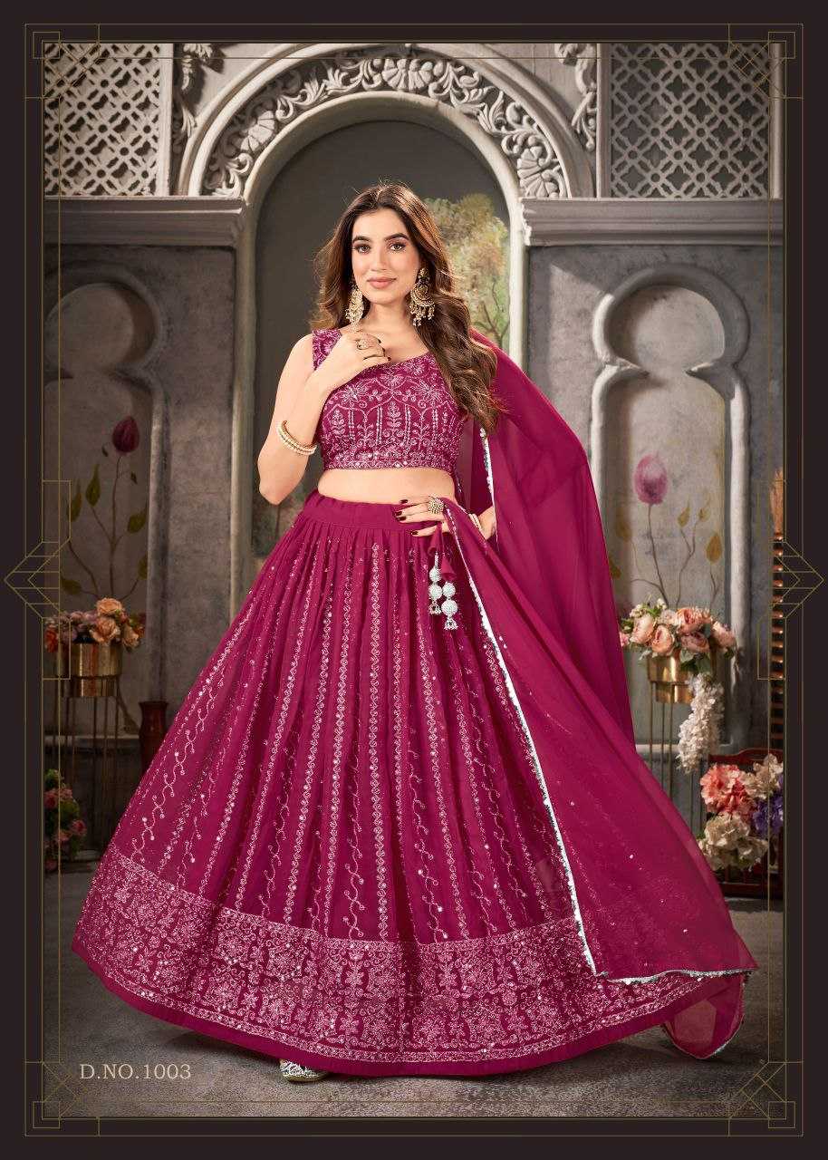 YNF GEORGETTE KESH246 GUZAARISH V-2 LEHENGAS WHOLESALE WEDDING EMBROIDERED GEORGETTE LEHENGAS MANUFACTURER - Deevit International