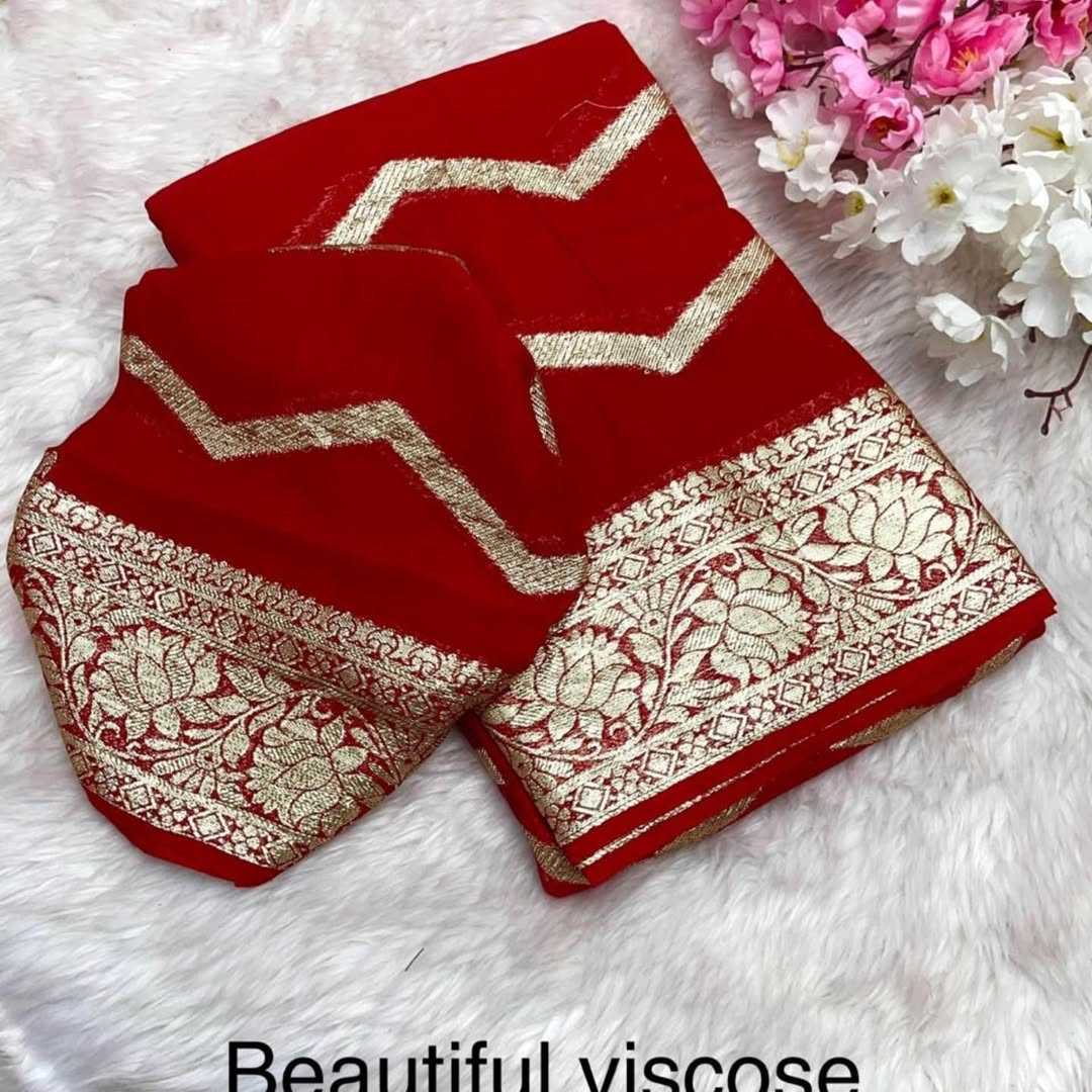 YNF GEORGETTE RIN104 APE145 SAREES WHOLESALE ZARI BORDER GEORGETTE VISCOSE SAREES MANUFACTURER - Deevit International