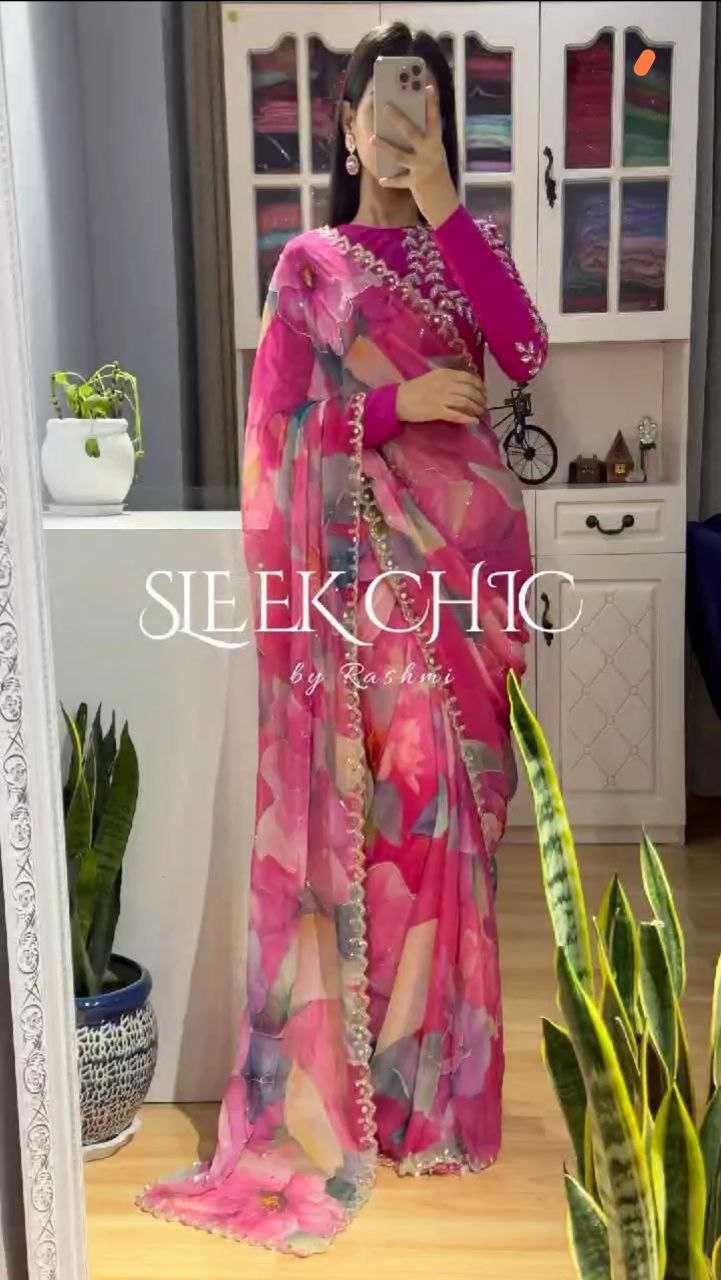 YNF GEORGETTE RIN106 65 SAREES WHOLESALE GEORGETTE  PRINTED HAND WORK SAREES MANUFACTURER - Deevit International