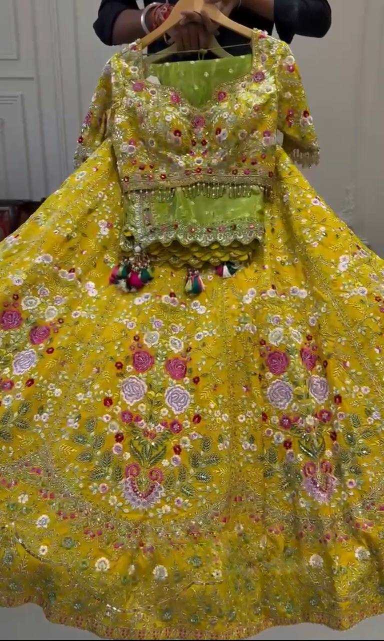 YNF GEORGETTE RIN108 1692 LEHENGAS WHOLESALE WEDDING EMBROIDERED GEORGETTE DESIGNER YELLOW HALDI OUTFITS LEHENGAS MANUFACTURER - Deevit International