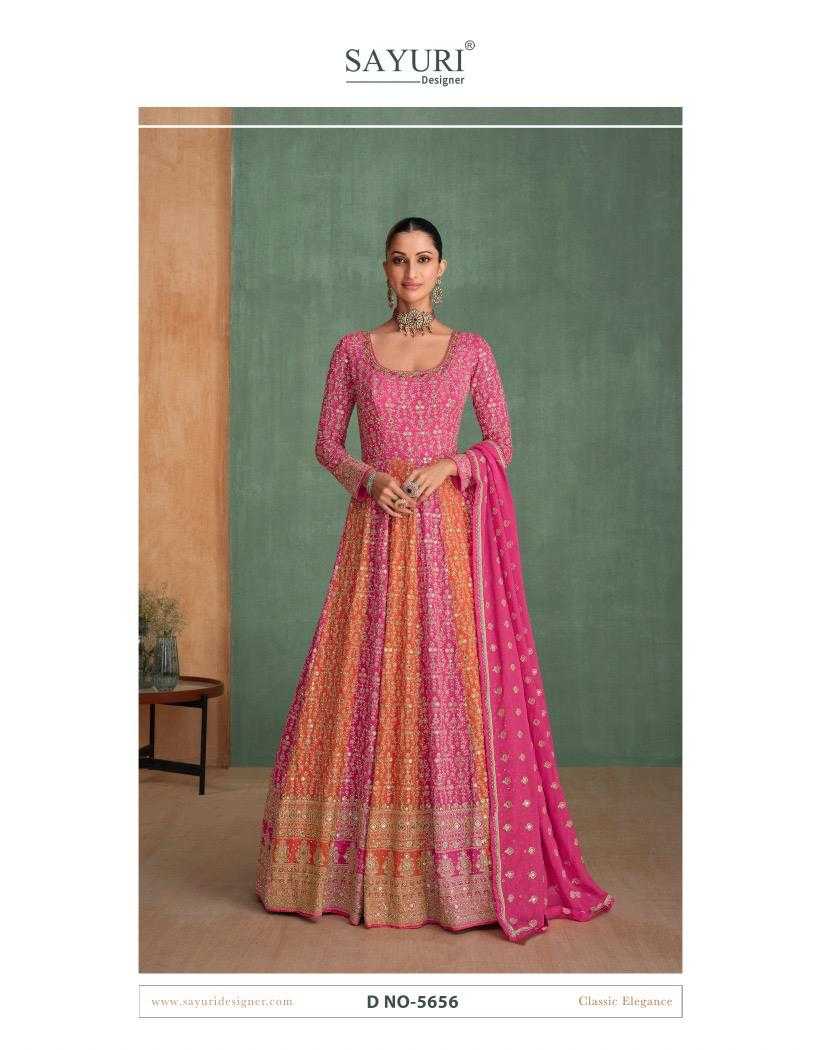 YNF GEORGETTE SAYURI KESH233 RANG CLOTHING BRANDS WHOLESALE GOWNS MANUFACTURER - Deevit International