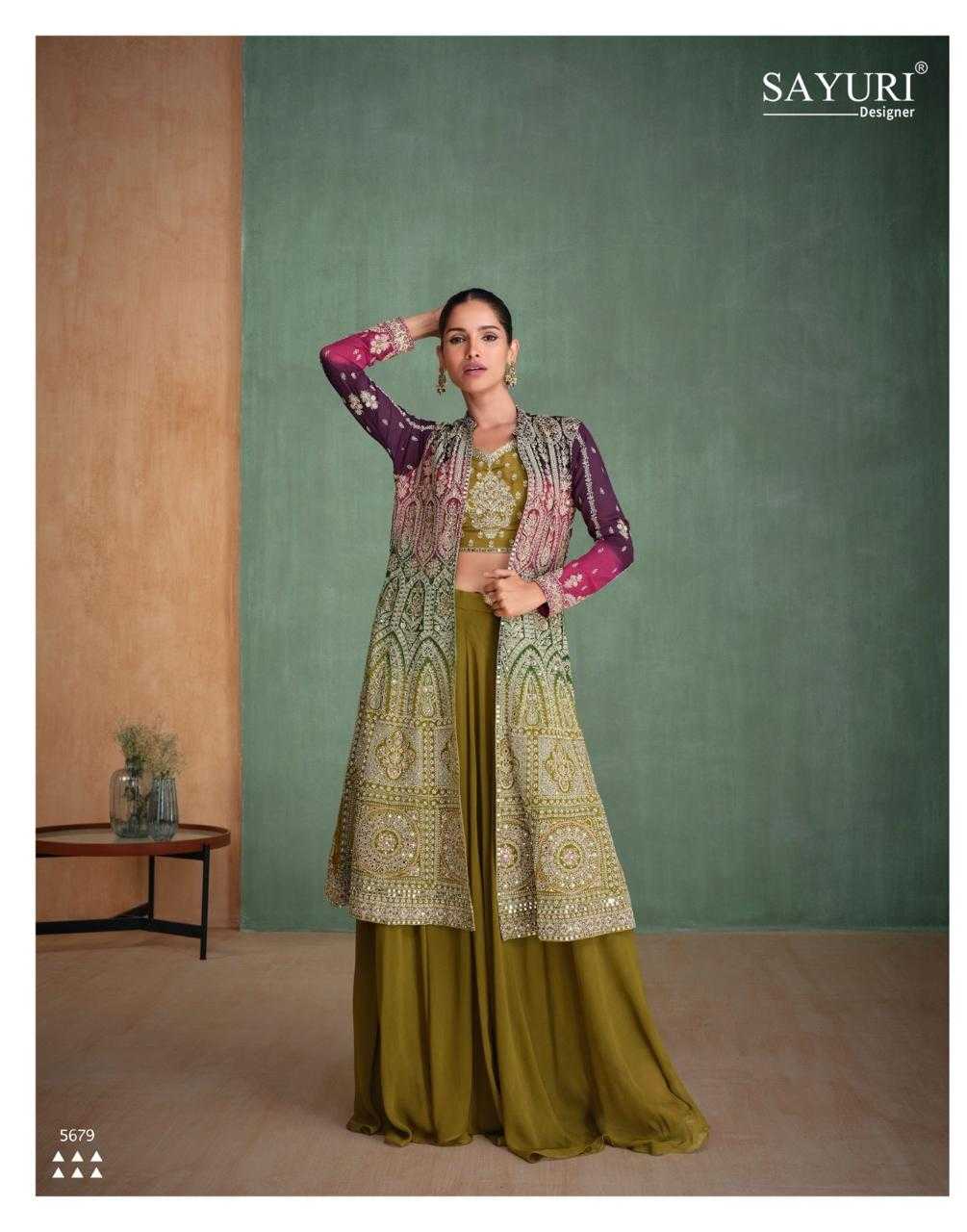 YNF GEORGETTE SAYURI KESH235 ZARI CLOTHING BRANDS WHOLESALE SUITS MANUFACTURER - Deevit International