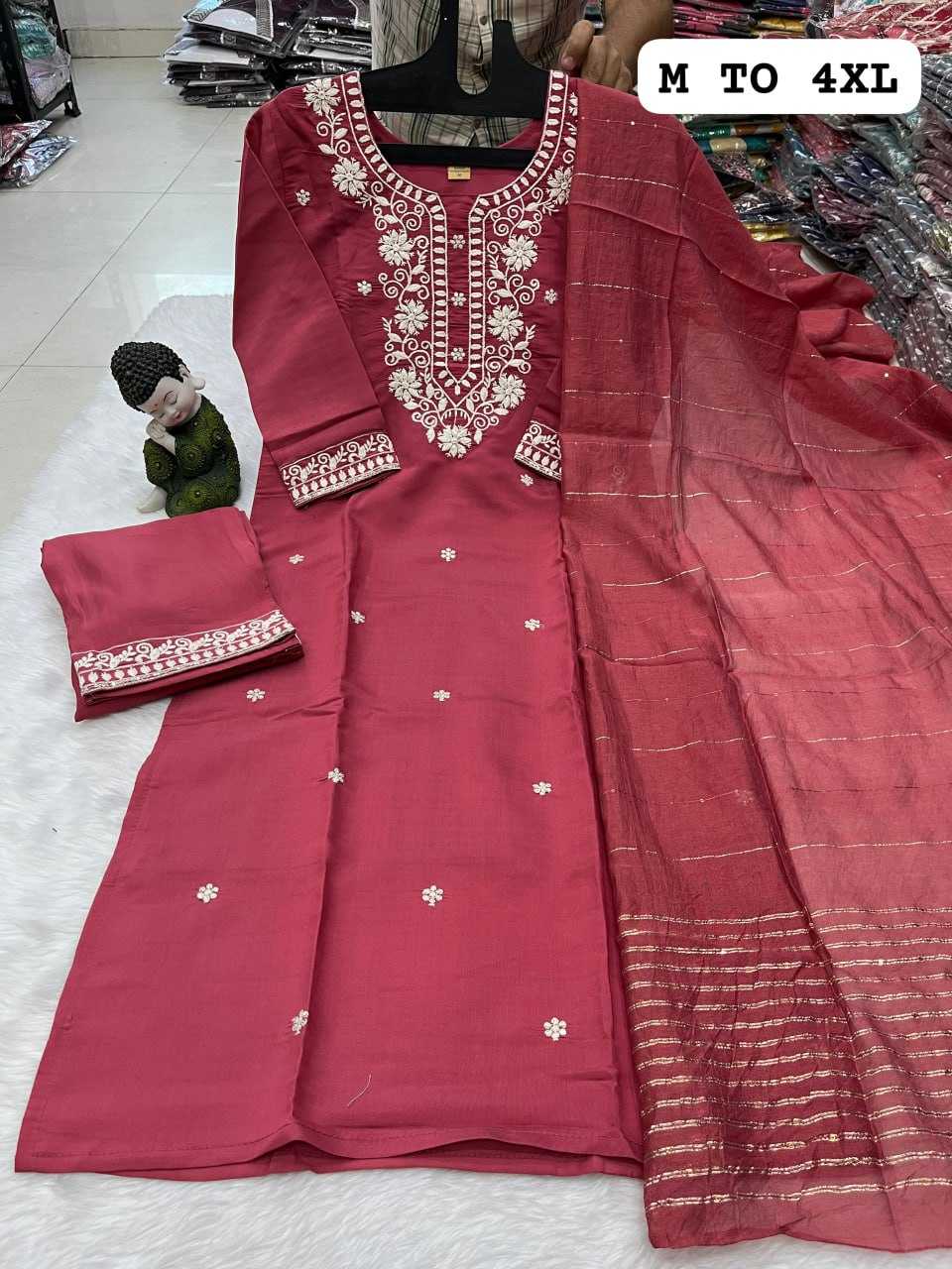 YNF HEAVY ROMAN SILK KESH258 VDA43 SUIT & DRESSES WHOLESALE EMBROIDEREY WEDDING LADIES SILK SUITS MANUFACTURE - Deevit International