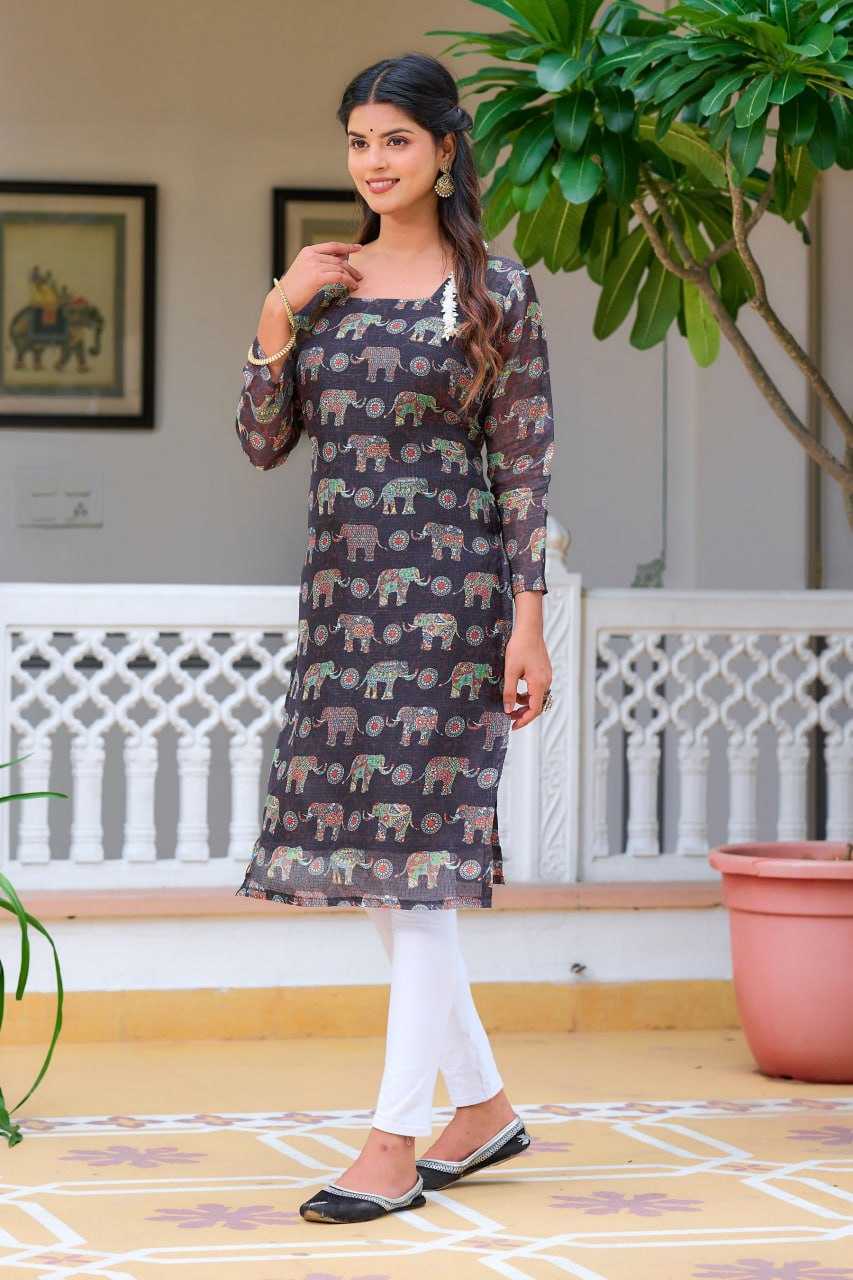 YNF KOTA CHEX KESH243 1032 KURTIS WHOLESALE LONG PRINTED BLACK KURTIS MANUFACTURER - Deevit International