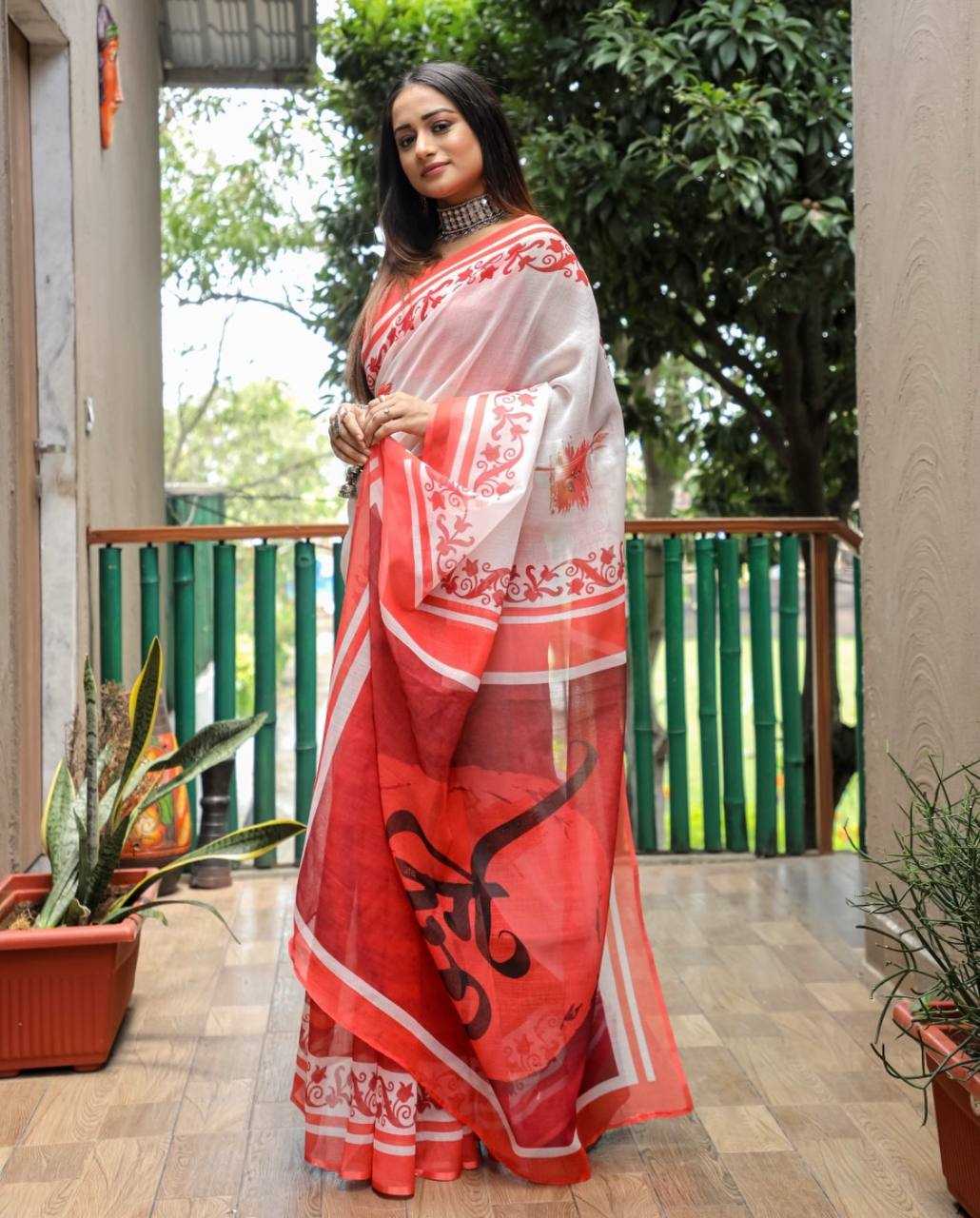 YNF LINEN KESH223 167 SAREES WHOLESALE TRADITIONAL PRINTED LINEN SAREES MANUFACTURER - Deevit International