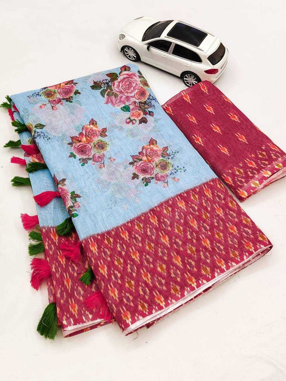 YNF LINEN KESH223 258 SAREES WHOLESALE OFFICE WEAR COTTON PRINTED LINEN SAREES MANUFACTURER - Deevit International