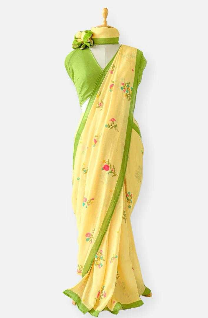 YNF LINEN KESH255 ETF10 SAREES WHOLESALE COTTON PRINTED LINEN SAREES MANUFACTURER - Deevit International