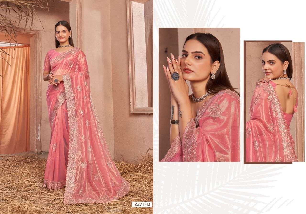 YNF NET RIN195 2271 SAREES WHOLESALE NET EMBROIDERED CUT WORK SAREES MANUFACTURER - Deevit International