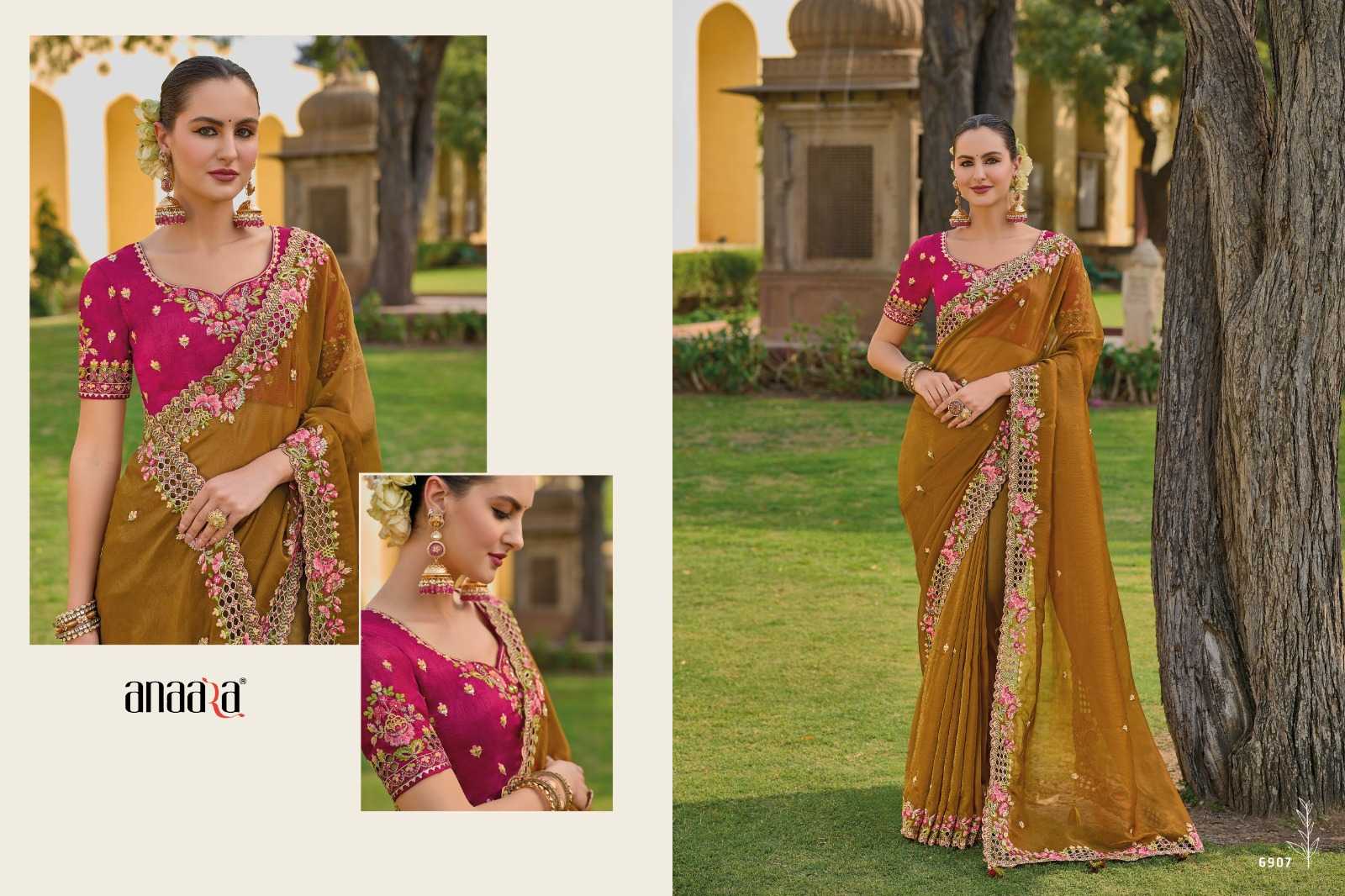 YNF ORGANZA SILK TATHASTU KESH235 6900 SERIES 6907 CLOTHING BRANDS WHOLESALE SAREES MANUFACTURER - Deevit International