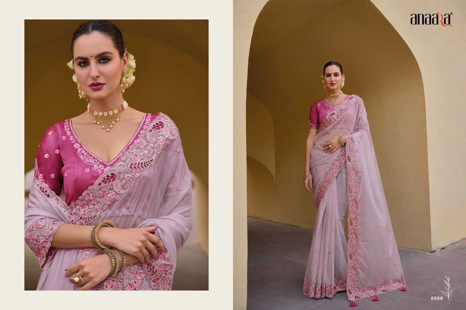 YNF ORGANZA SILK TATHASTU KESH235 6900 SERIES 6908 CLOTHING BRANDS WHOLESALE SAREES MANUFACTURER - Deevit International