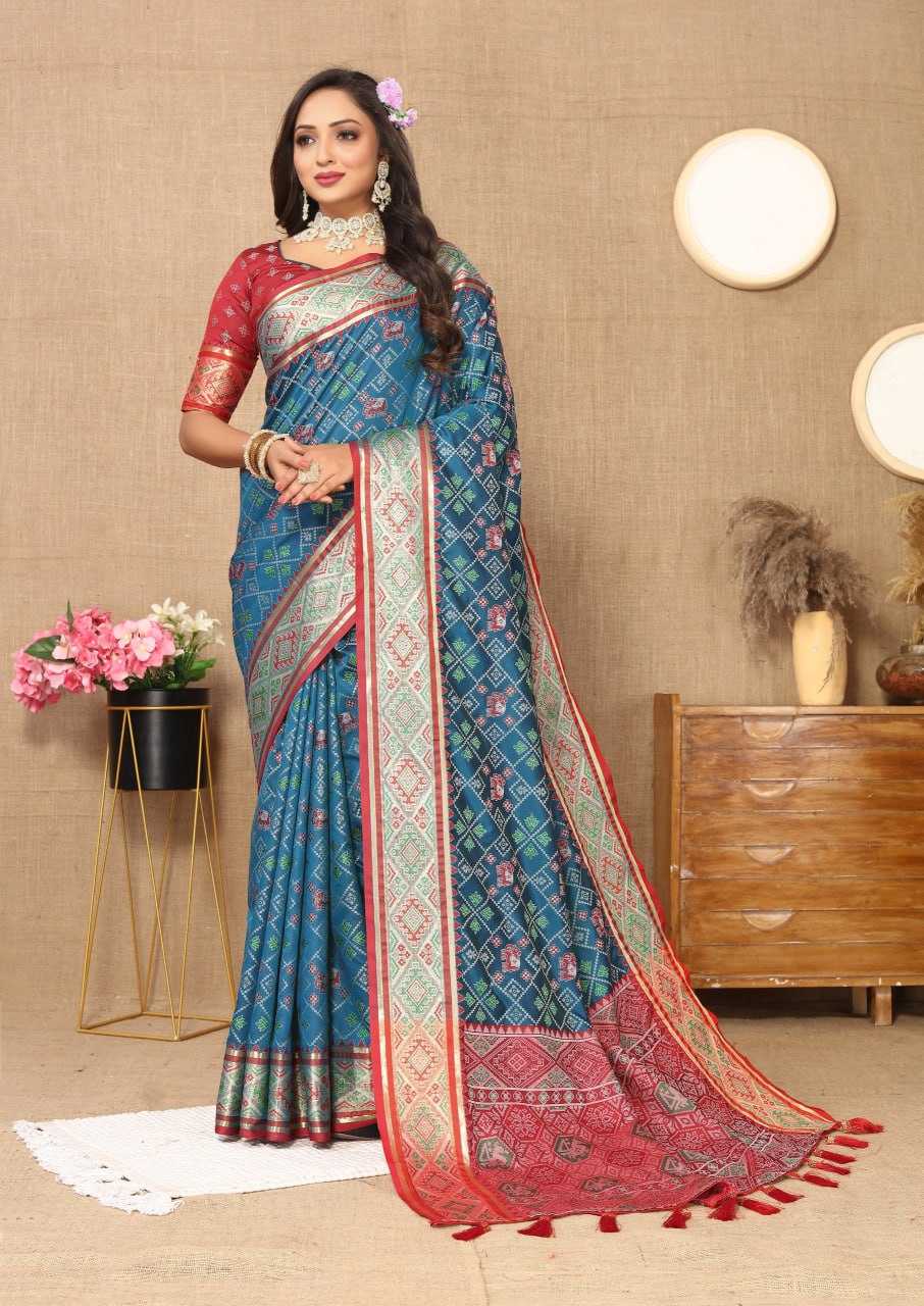 YNF PATOLA SILK RIN150 Patola SILK SAREES WHOLESALE PATOLA ZARI BORDER PRINTED SILK SAREES MANUFACTURER - Deevit International