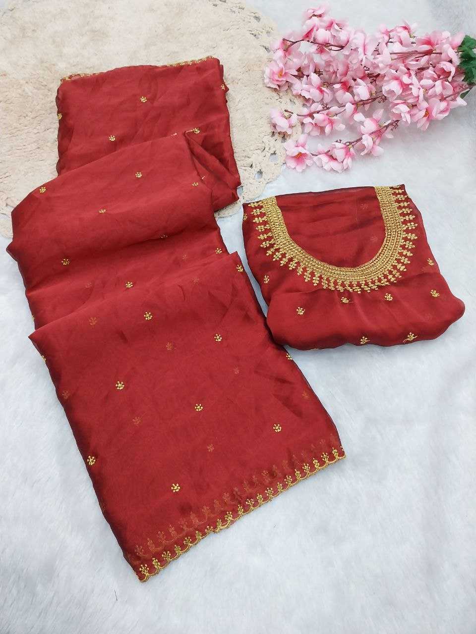 YNF RANGOLI SILK RIN171 588 SAREES WHOLESALE EMBROIDERED RED SILK ZARI SAREES MANUFACTURER - Deevit International