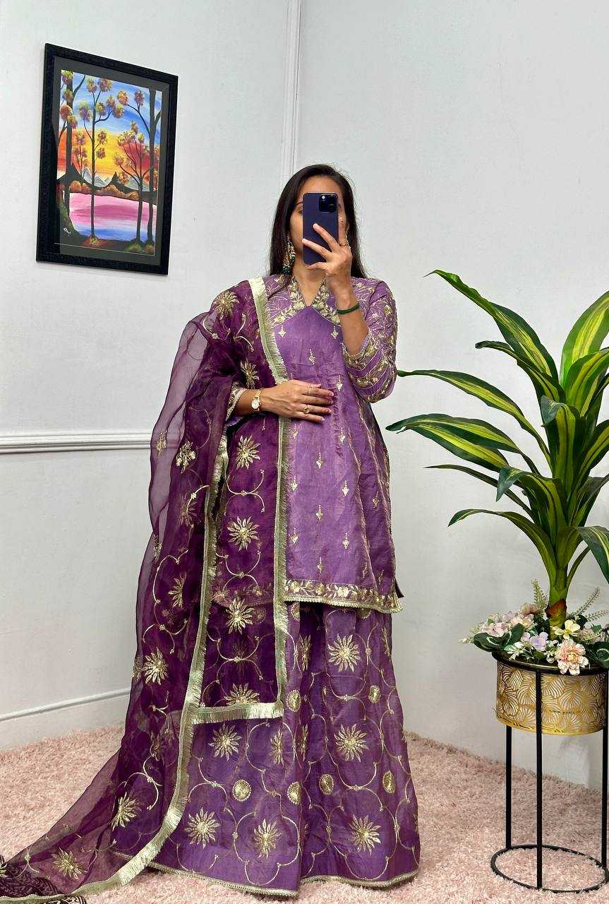 YNF RUSSIAN SILK RIN181 1071 LEHENGAS WHOLESALE SILK EMBROIDERED PURPLE LEHENGAS MANUFACTURER - Deevit International