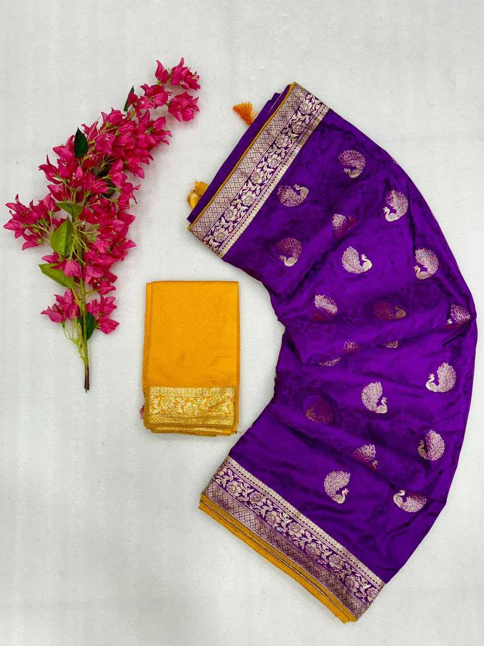 YNF SATIN SILK KESH213 RIN10 SAREES WHOLESALE ZARI BORDER PURPLE SATIN SILK SAREES MANUFACTURER - Deevit International