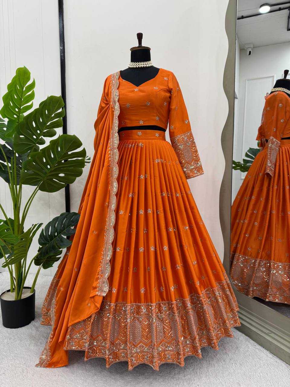 YNF SATIN SILK RIN162 308 LEHENGAS WHOLESALE WEDDING SILK DESIGNER SEQUINS LEHENGAS WITH DUPATTA AND BLOUSE MANUFACTURER - Deevit International