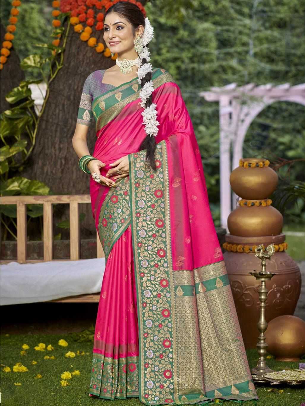 YNF SILK BUNAWAT RIN195 Pratima Silk CLOTHING BRANDS WHOLESALE SAREES MANUFACTURER - Deevit International