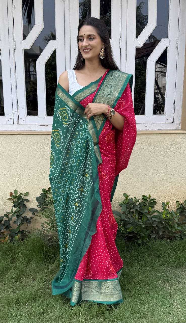 YNF SILK KESH117 RWC43 SAREES WHOLESALE SILK ZARI BORDER BANDHANI PINK FESTIVE SAREES MANUFACTURER - Deevit International