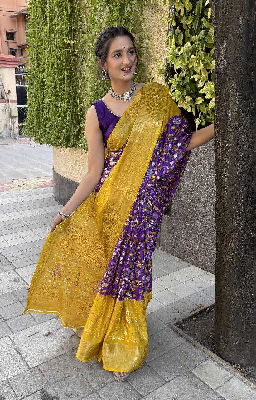 YNF SILK KESH117 RWC75 SAREES WHOLESALE ZARI BORDEER JACQUARD SILK PURPLE SAREES MANUFACTURER - Deevit International