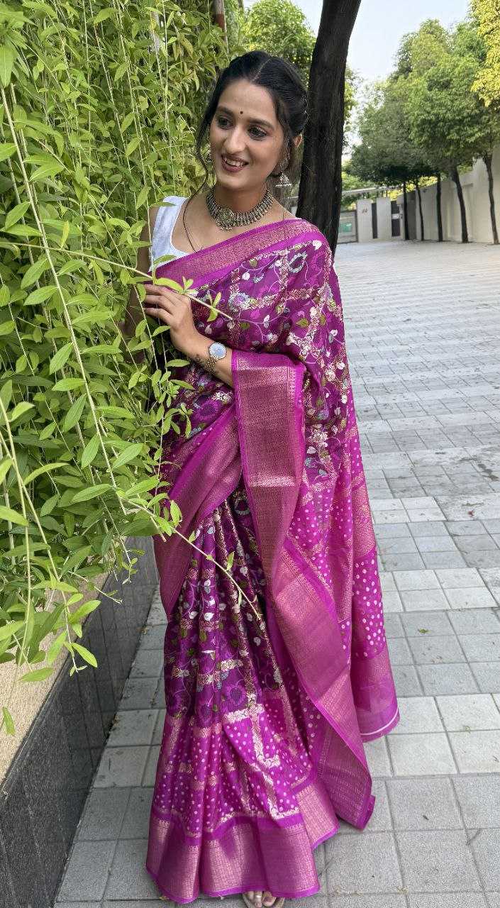 YNF SILK KESH117 RWC78 SAREES WHOLESALE PURPLE PRINTED JACQUARD SILK SAREES MANUFACTURER - Deevit International