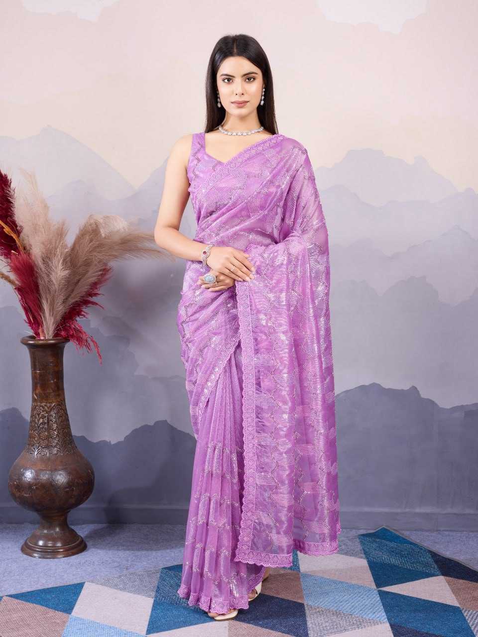 YNF SOFT NET RIN188 Kohinoor2 SAREES WHOLESALE SEQUENCE EMBRODERY NET HAND WORK SAREES MANUFACTURER - Deevit International