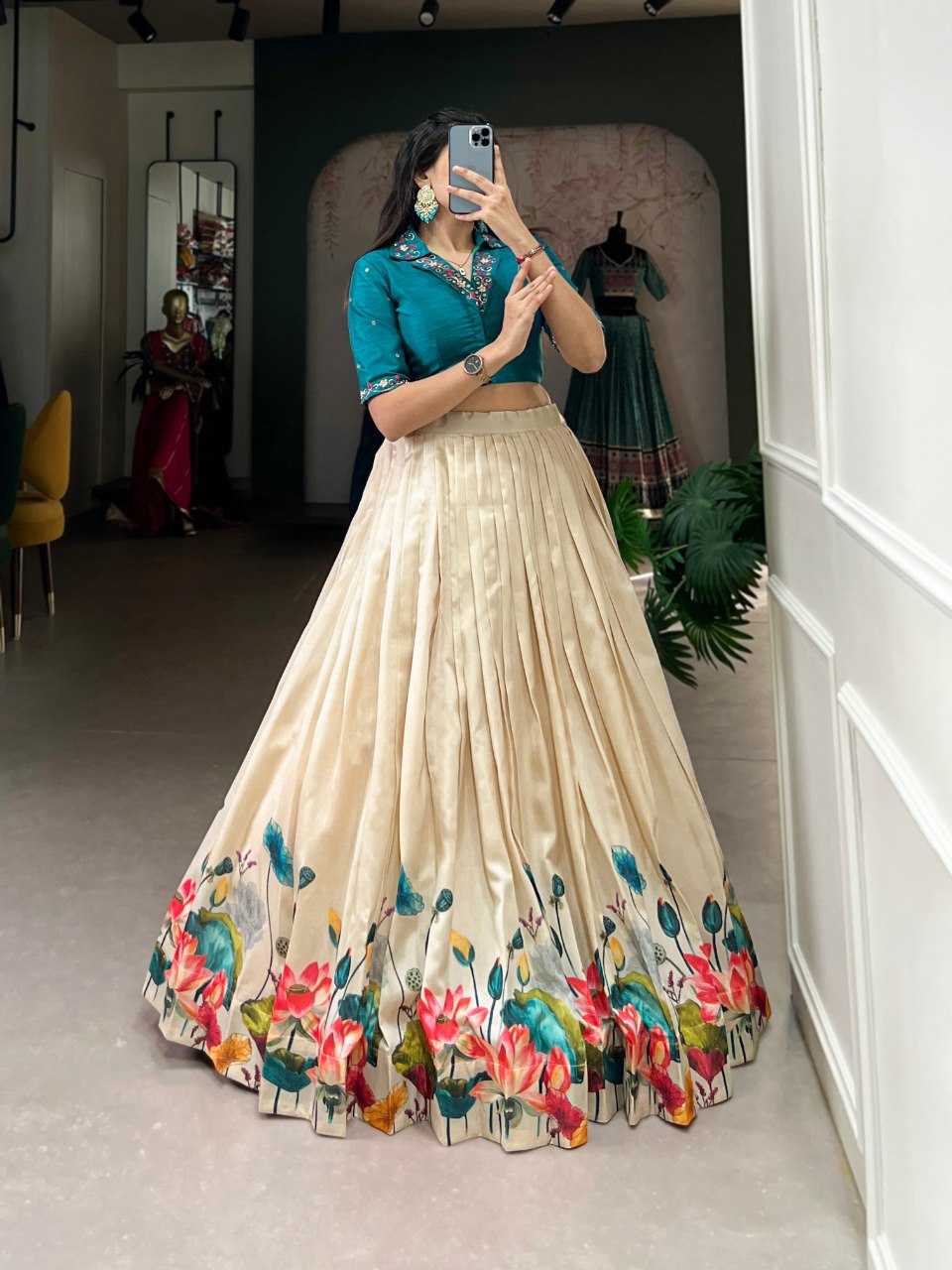 YNF TUSSAR SILK KESH136 1131O LEHENGAS WHOLESALE LEHENGA WITH BLOUSE TRADITIONAL PRINTED LEHENGAS MANUFACTURERQ - Deevit International