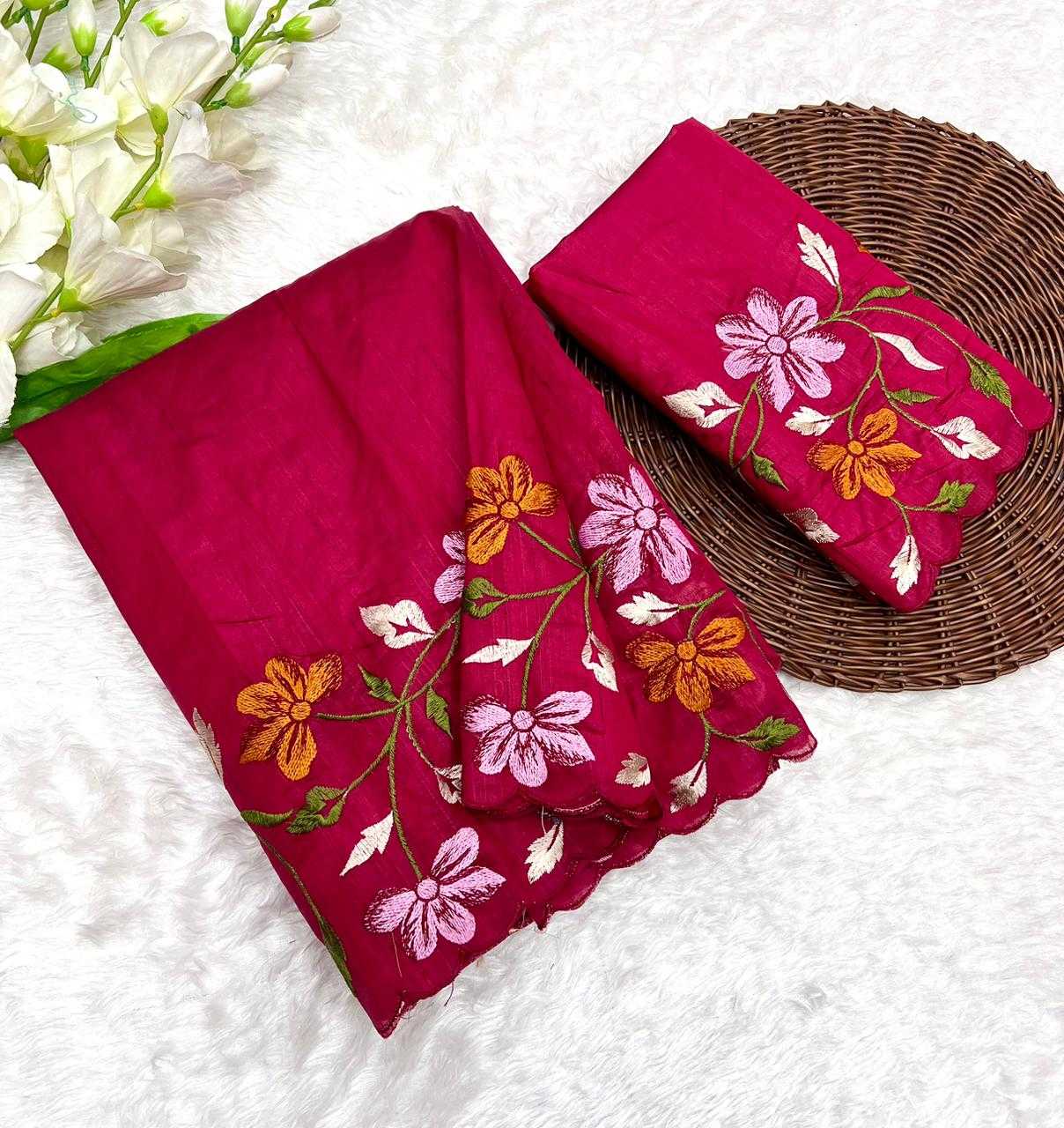 YNF TUSSAR SILK RIN199 SMH23 SAREES WHOLESALE EMBROIDERED CUT WORK SILK TUSSAR SAREES MANUFACTURER - Deevit International