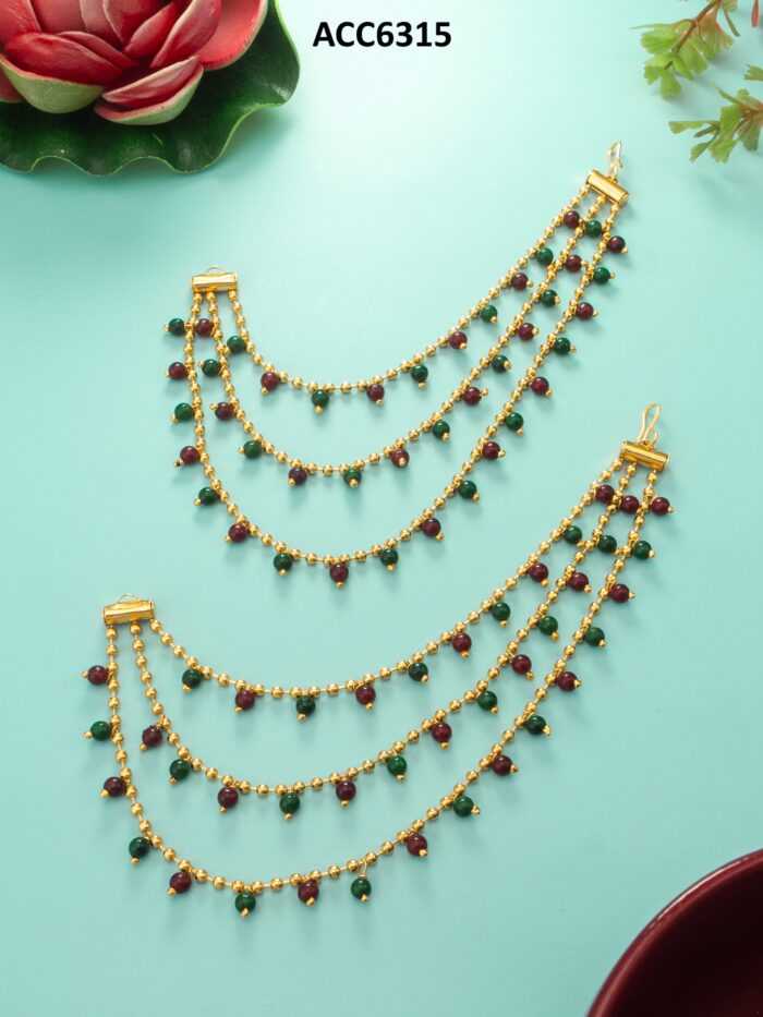 YNF BRASS KESH105 NK6315 WOMENS JEWELLERY WHOLESALE HAIR EARRINGS CHAIN MANUFACTURE - Deevit International