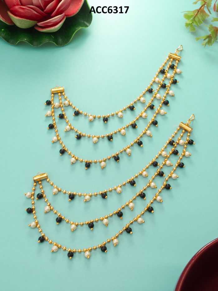 YNF BRASS KESH105 NK6317 WOMENS JEWELLERY WHOLESALE HAIR EARRINGS CHAIN MANUFACTURE - Deevit International