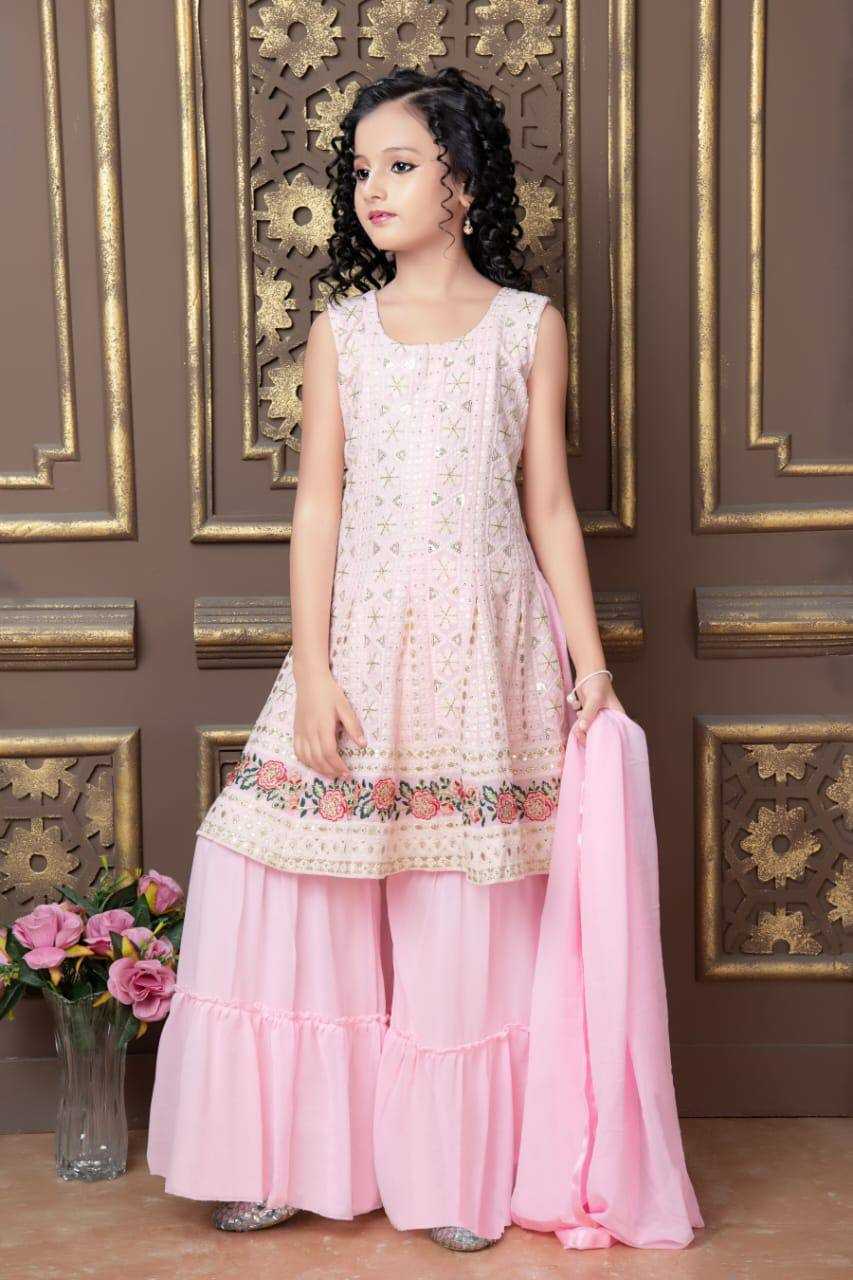 YNF FAUX GEORGETTE KSB 1005-B KIDS WEAR WHOLESALE KIDS SHARARA EMANUFACTURER 