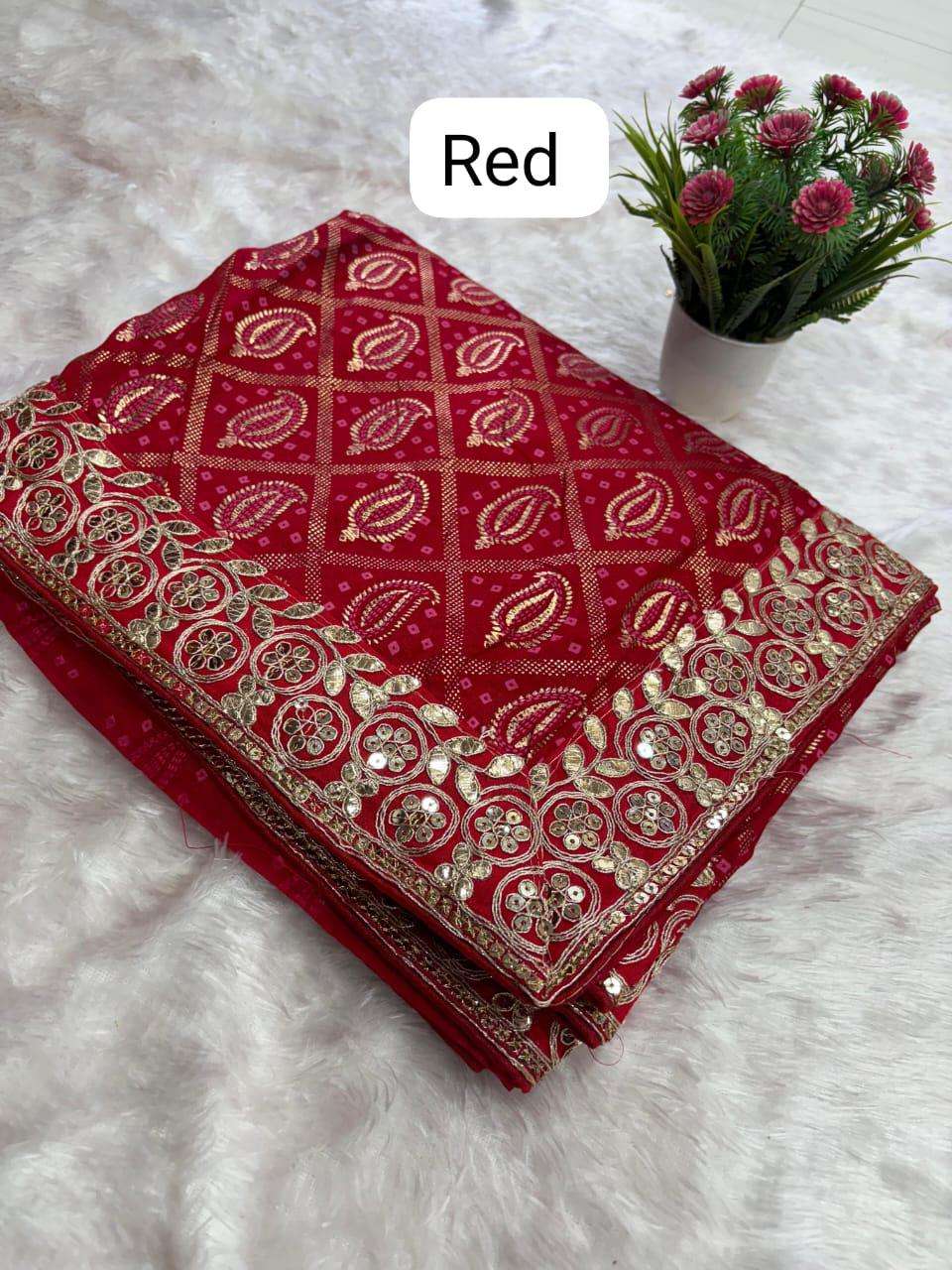 YNF VICHITRA SILK RJK ONE SAREES WHOLESALE GOTA PATTI EMBROIDERED LADIES SAREES EMANUFACTURER