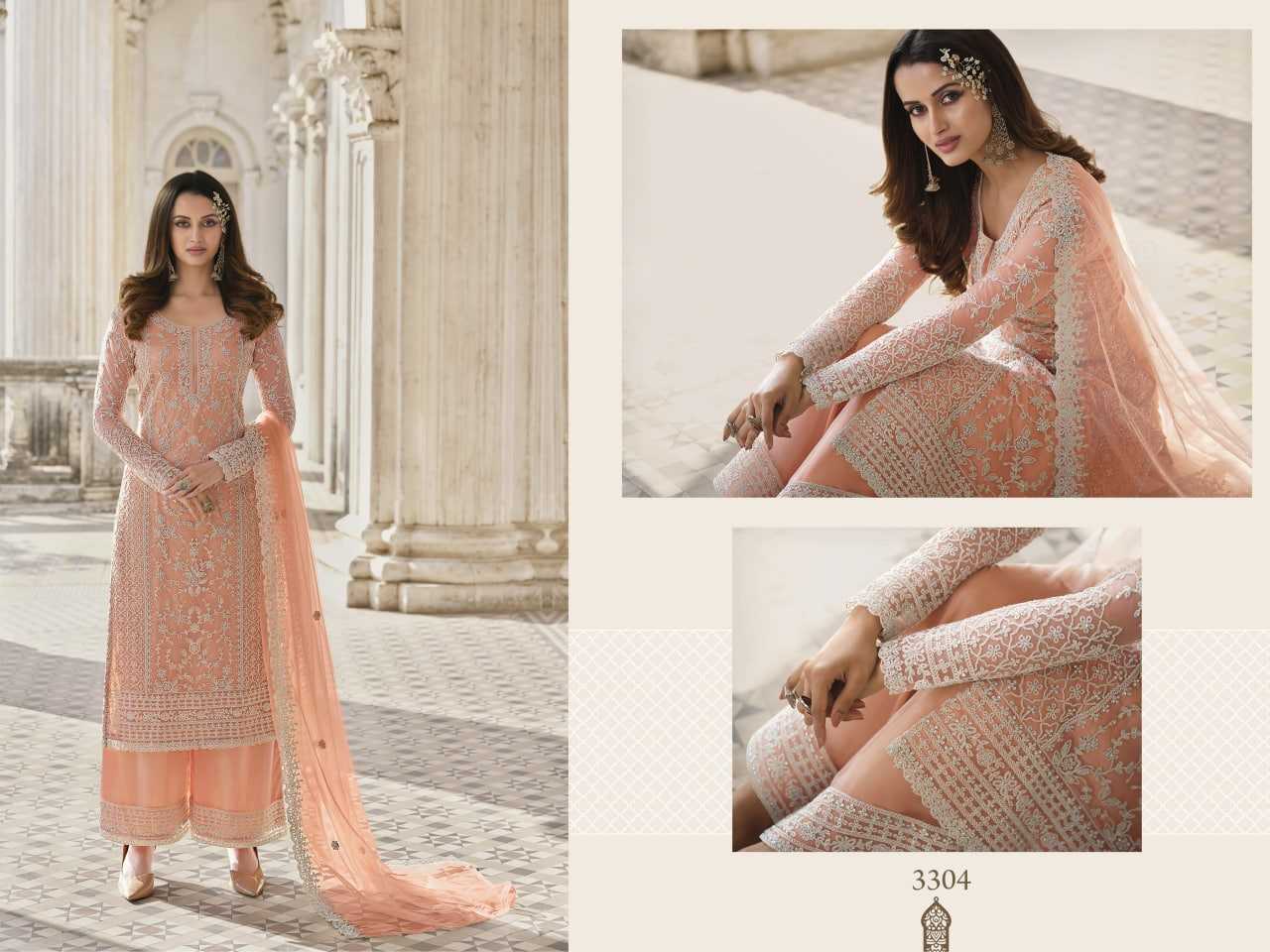 YNF BUTTERFLY NET KAL 3304 SUITS & DRESSESS WHOLESALE EMBROIDERY SEMI STITCHED NET SUITS MANUFACTURER