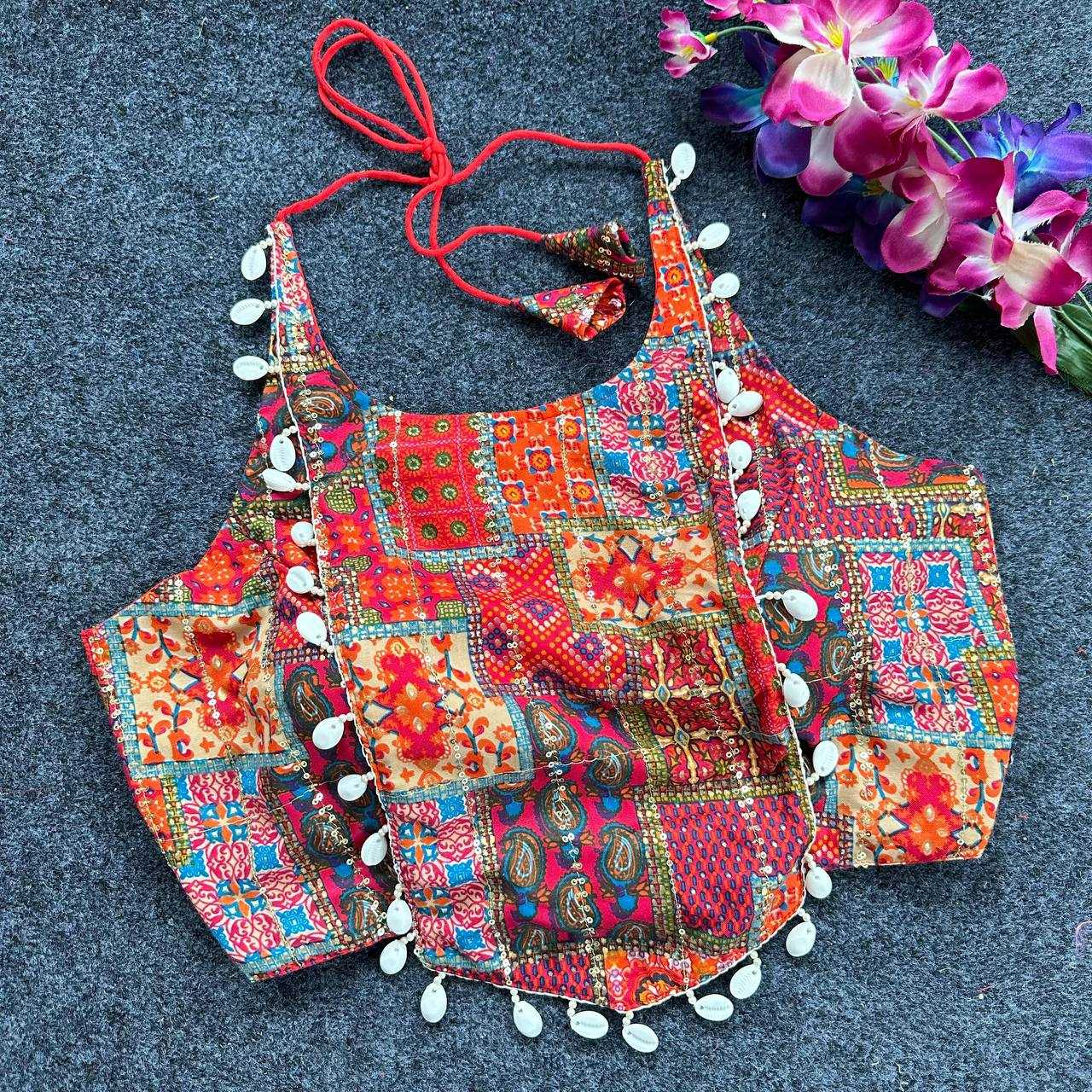 YNF COTTON WMF 07 READYMADE BLOUSE WHOLESALE PRINTED SLEEVELESS COTTON KUTCH WORK BLOUSE MANUFACTURER