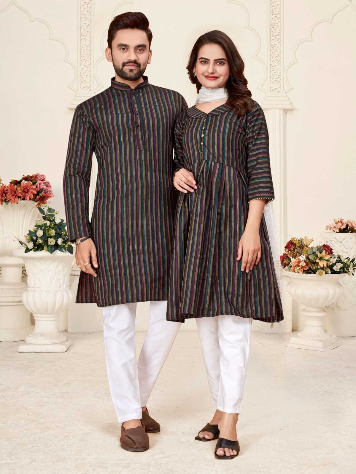 YNF COTTON WTX DHRUV-TARA COUPLE WEAR WHOLESALE MENS KURTA PAYJAM & FEMALE KURTIS BOTTOM MANUFACTURER