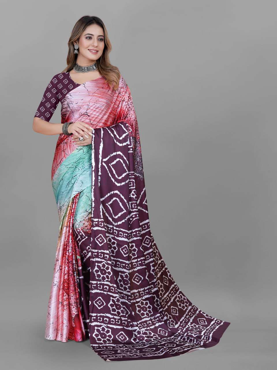 YNF CREPE SRRT JAPAN CRAPE6 SAREES WHOLESALE PRINTED LADIES CREPE SATIN SAREES MANUFACTURER