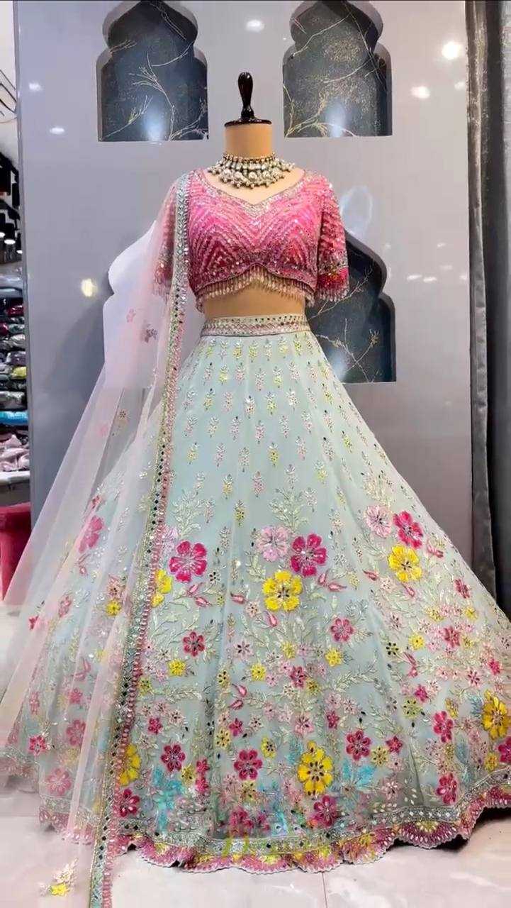 YNF FAUX GEORGETTE RIN108 1571 LEHENGAS WHOLESALE DESIGNER TRADITIONAL EMBROIDERED LEHENGAS MANUFACTURER