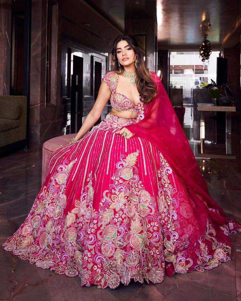 YNF FAUX GEORGETTE RIN108 1631-C LEHENGAS WHOLESALE DESIGNER CELEBRITY EMBROIDERED LEHENGAS MANUFACTURER