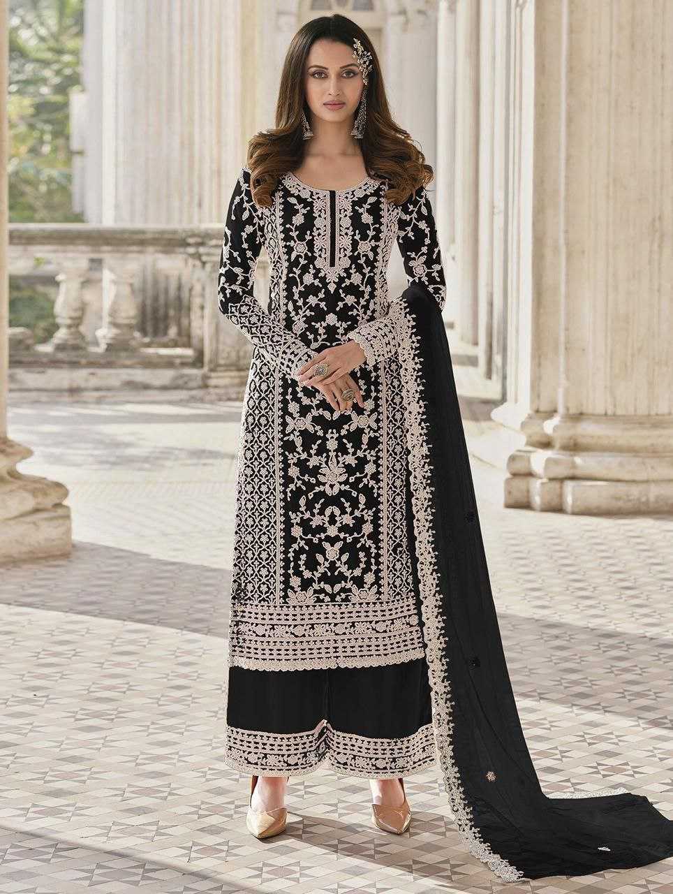 YNF NET RPDF 1124 SUITS & DRESSES WHOLESALE EMBROIDERY PALAZZO NET SUITS MANUFACTURER