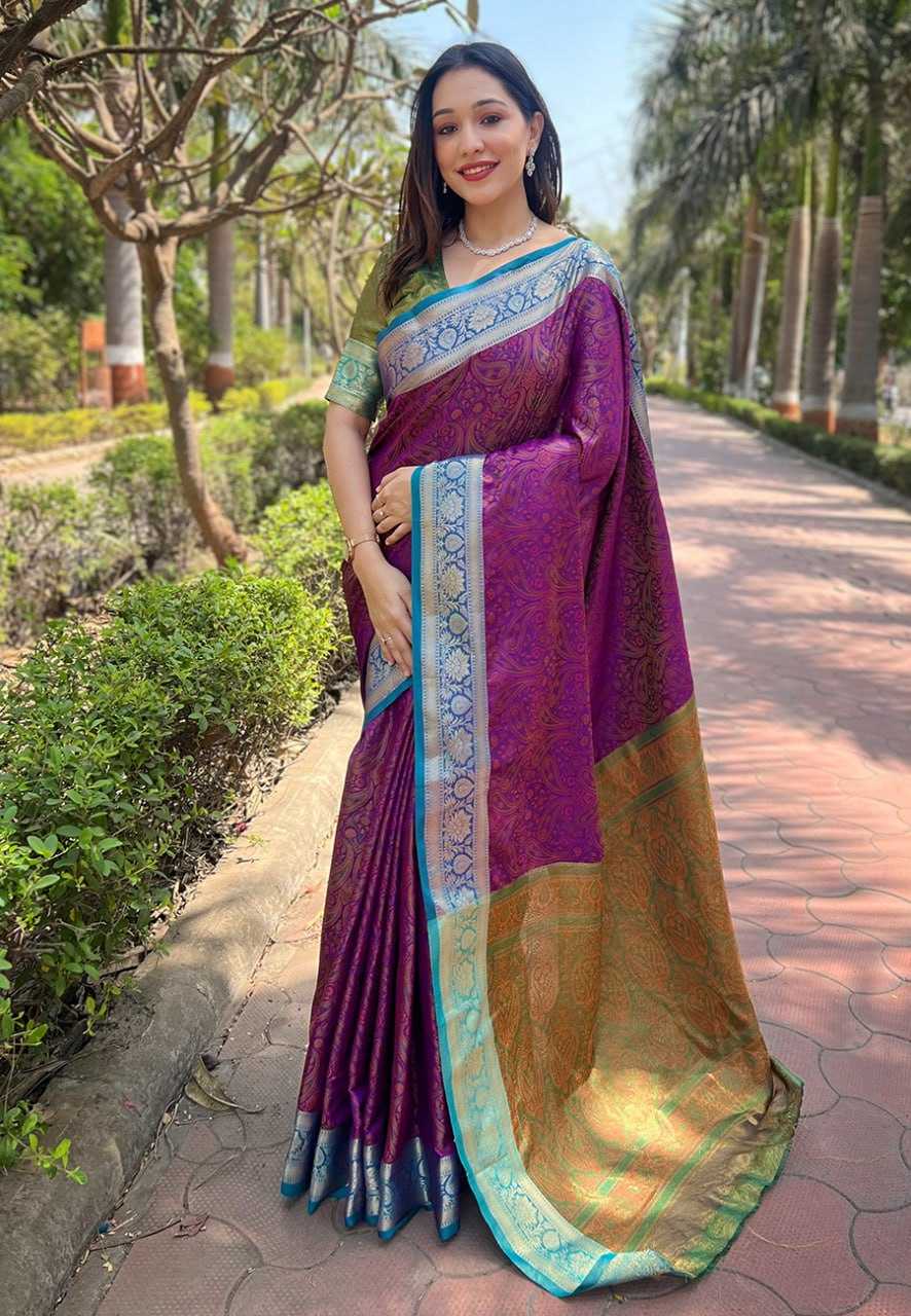 YNF SOFT KASHMIRI SILK REW KASHMIRI 2 SAREES WHOLESALE KASHMIRI ZARI BORDER SAREES MANUFACTURER