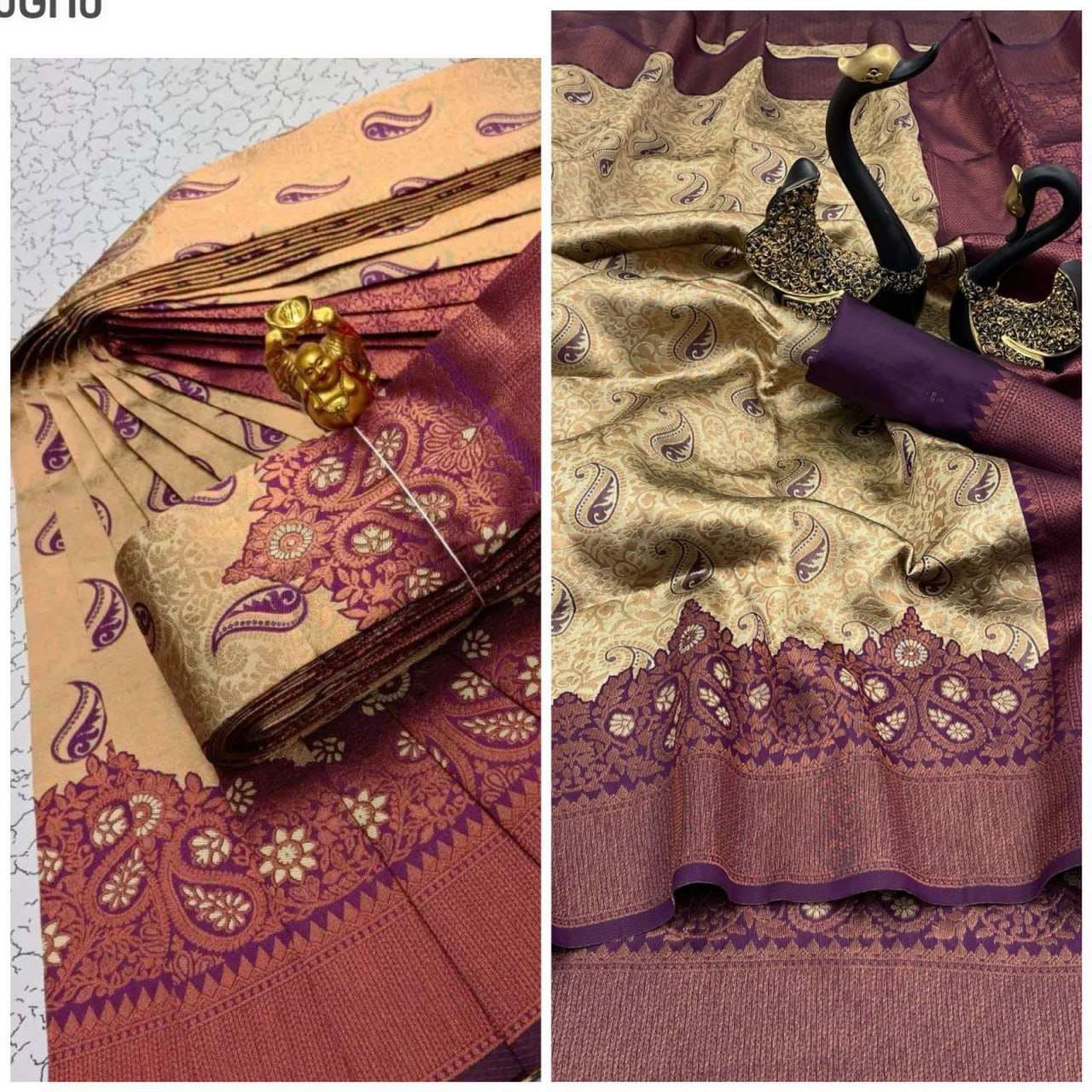 YNF TISSUE RLC 624 SAREES WHOLESALE LADIES KANCHIPURAM ZARI BORDER SAREES MANUFACTURER