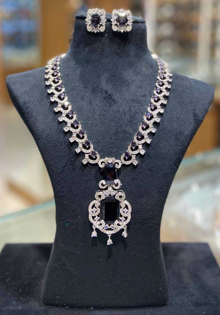 YNF BRASS KESH192 KAB02 WOMENS JEWELLERY WHOLESALE AD DIAMOND NECKLACES LONG SET MANUFACTURER