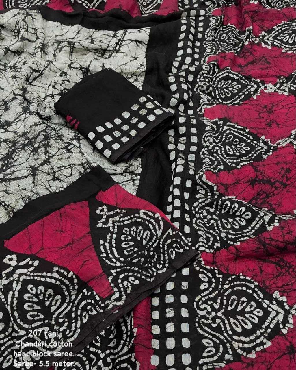 YNF CHNADERI COTTON KESH118 207 SAREES WHOLESALE PRINTED COTTON LINEN CHANDERI BATIK HAND PRINTED SAREES MANUFACTURER